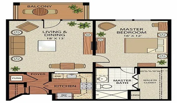 Brigade Citrine 2 BHK Apartment Floor Plan